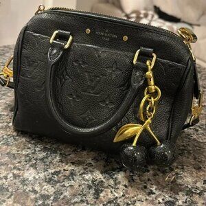 The Juliette Gold and black glitter cherry keychain for bag or keys